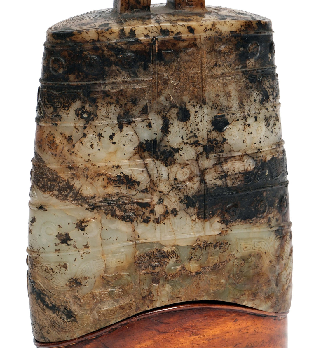 Chinese jade bell - detail closeup